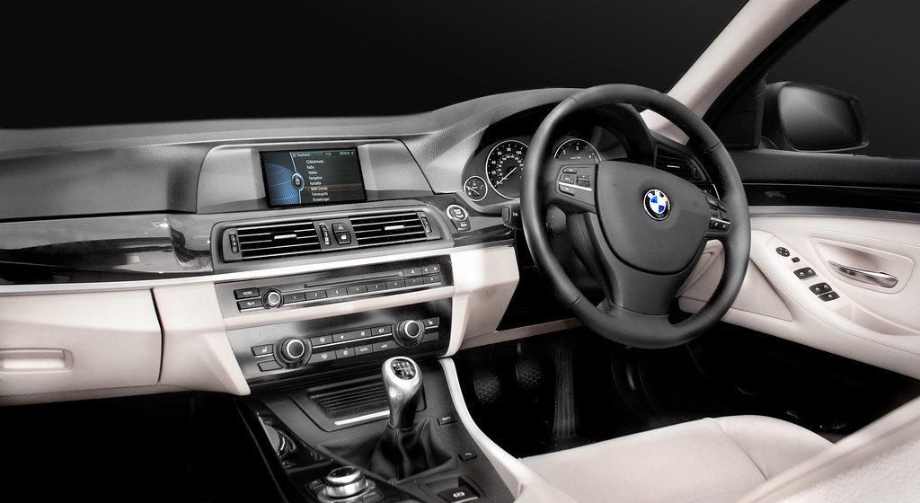 Luxury car interior with premium seat covers